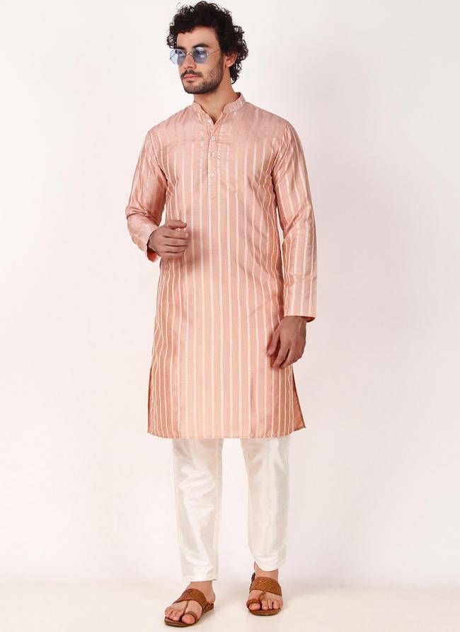 Art Silk Pink Casual Wear Weaving  Readymade Kurta Pajama